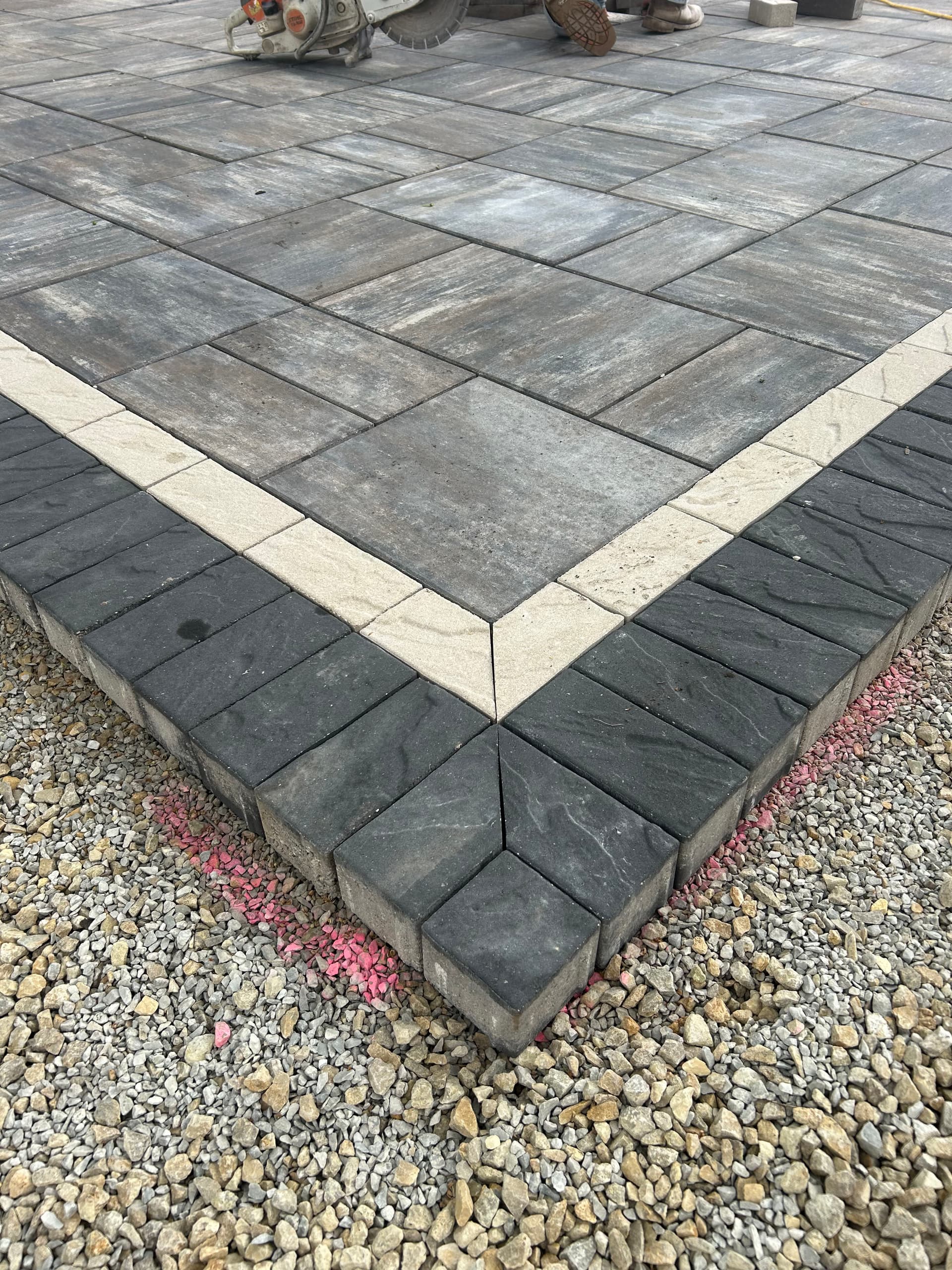 Lake View Patio Build with Fire Pit and Retaining Wall image