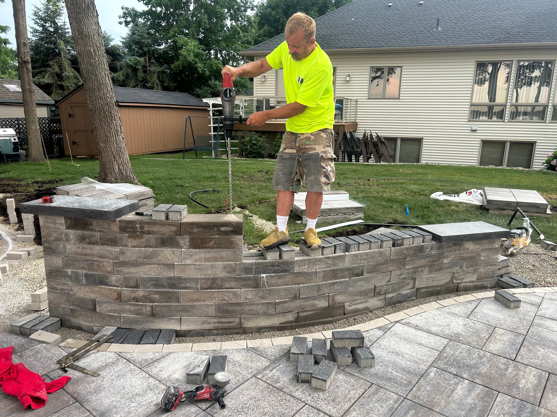 Gallery photos for Lake View Patio Build with Fire Pit and Retaining Wall: Image #1