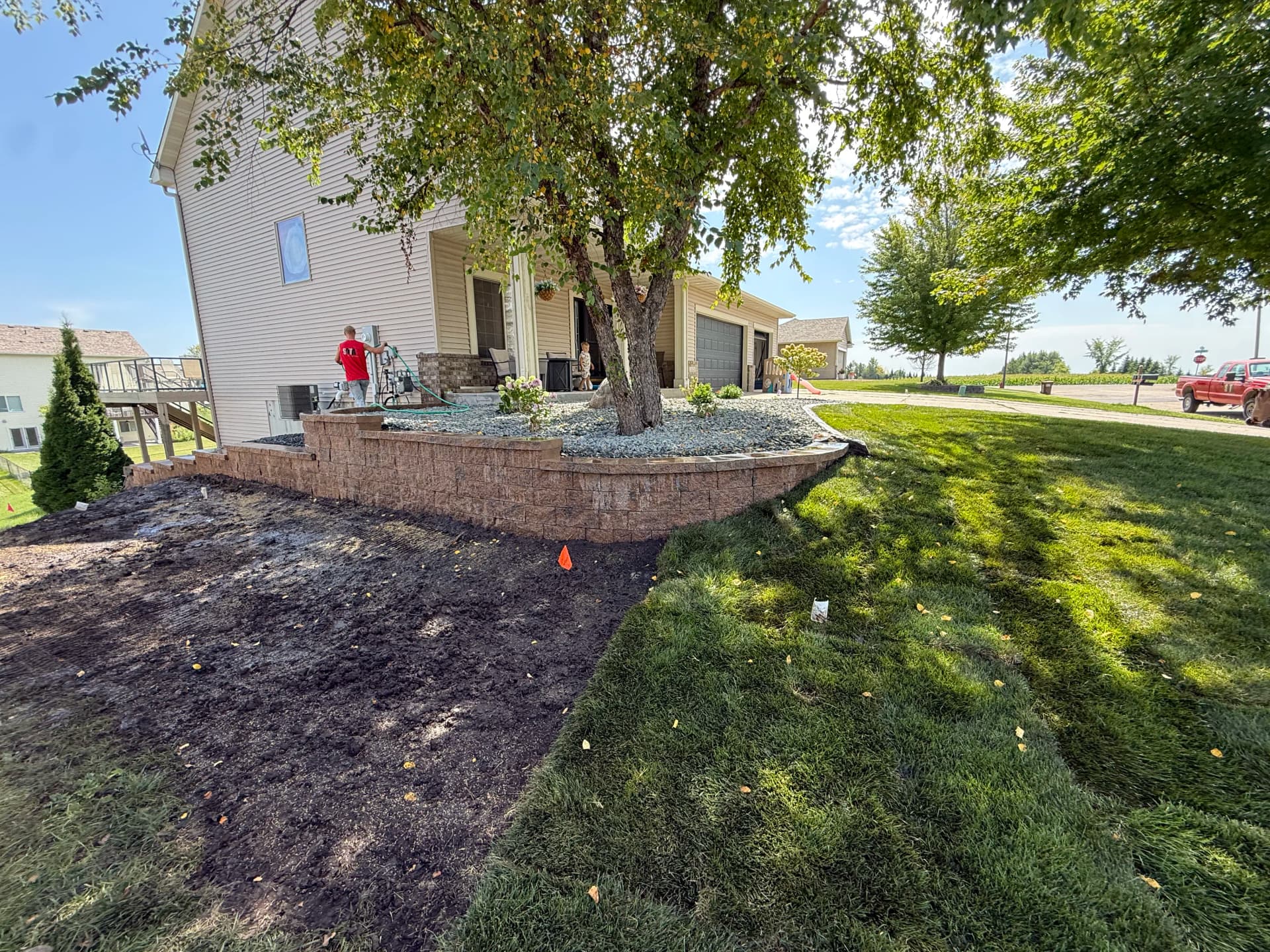 Retaining Wall, Fresh Sod and Rock Beds in Elko New Market image