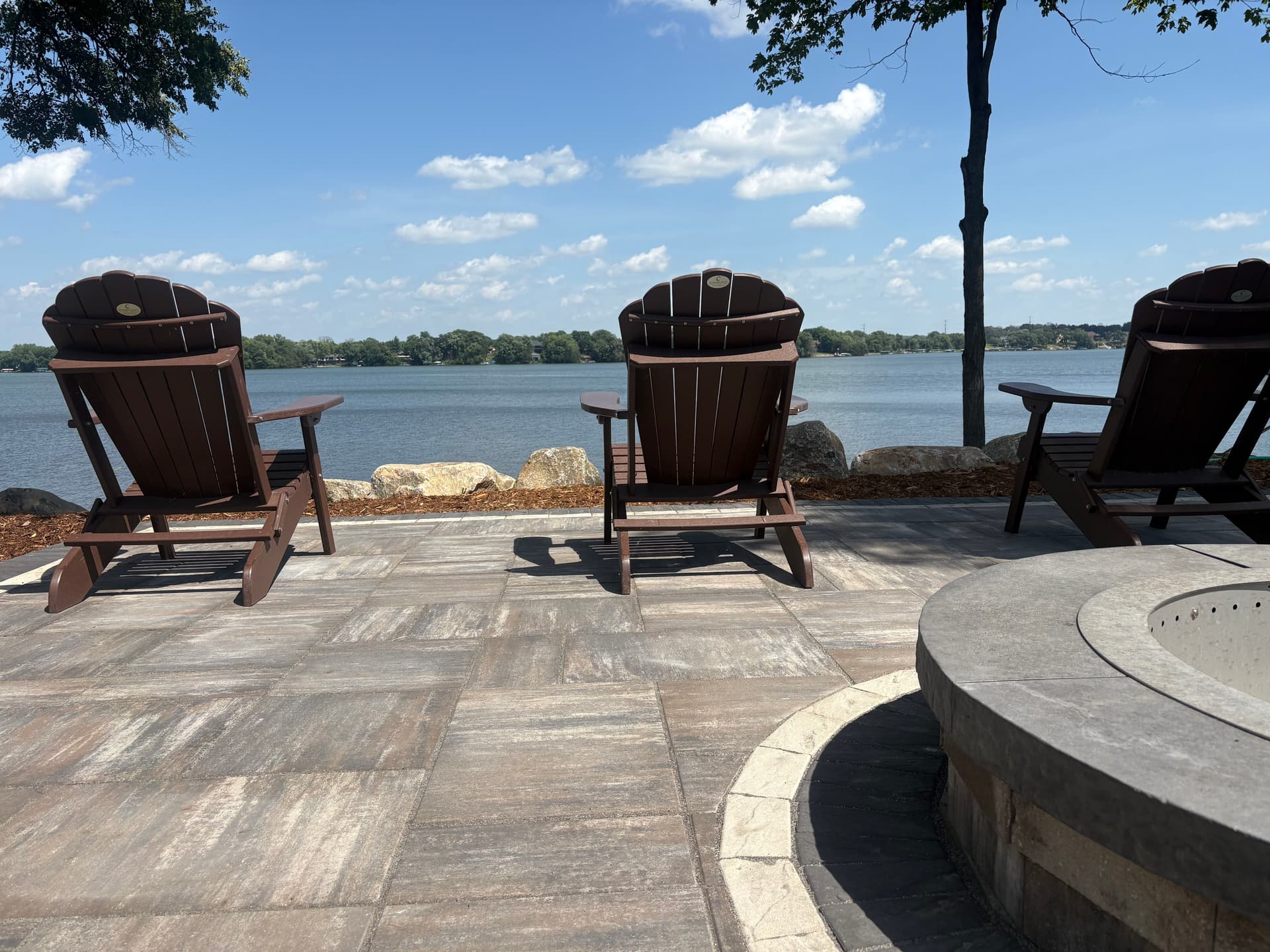 Gallery photos for Cedar Lake Patio and Firepit Build with Boulder Wall: Image #3