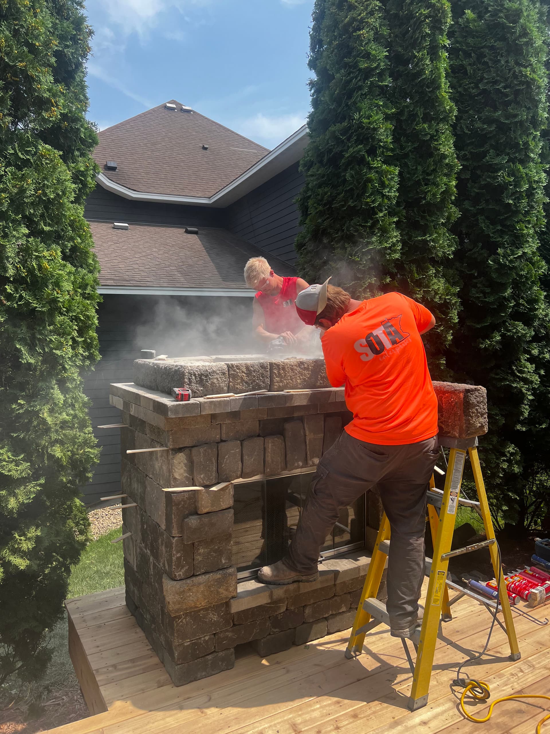 Gallery photos for Custom Stone Outdoor Fireplace Built in Chanhassen: Image #1
