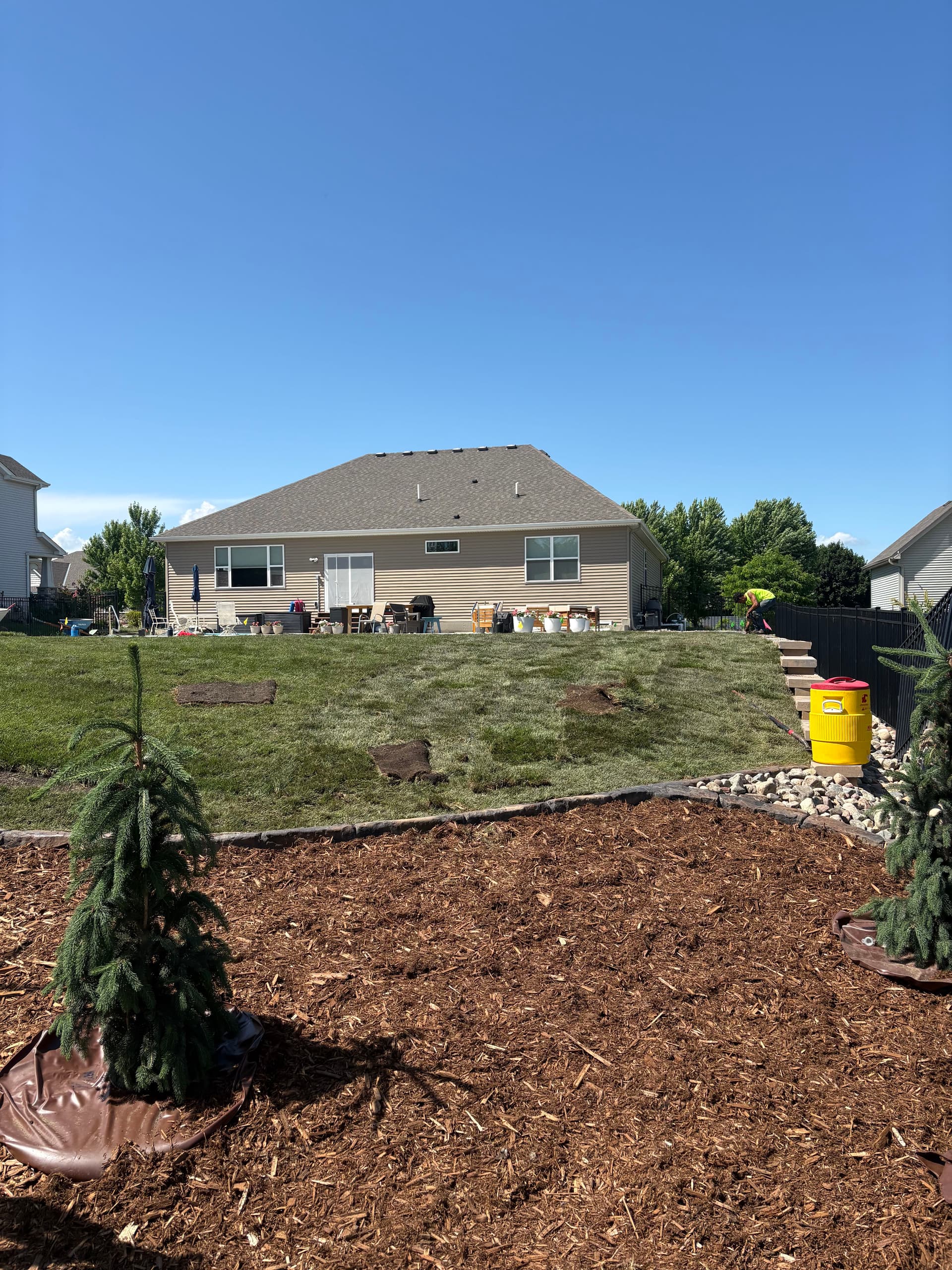Gallery photos for Backyard Overhaul With Sod, Rock, Retaining Wall and Pool Access Path: Image #3