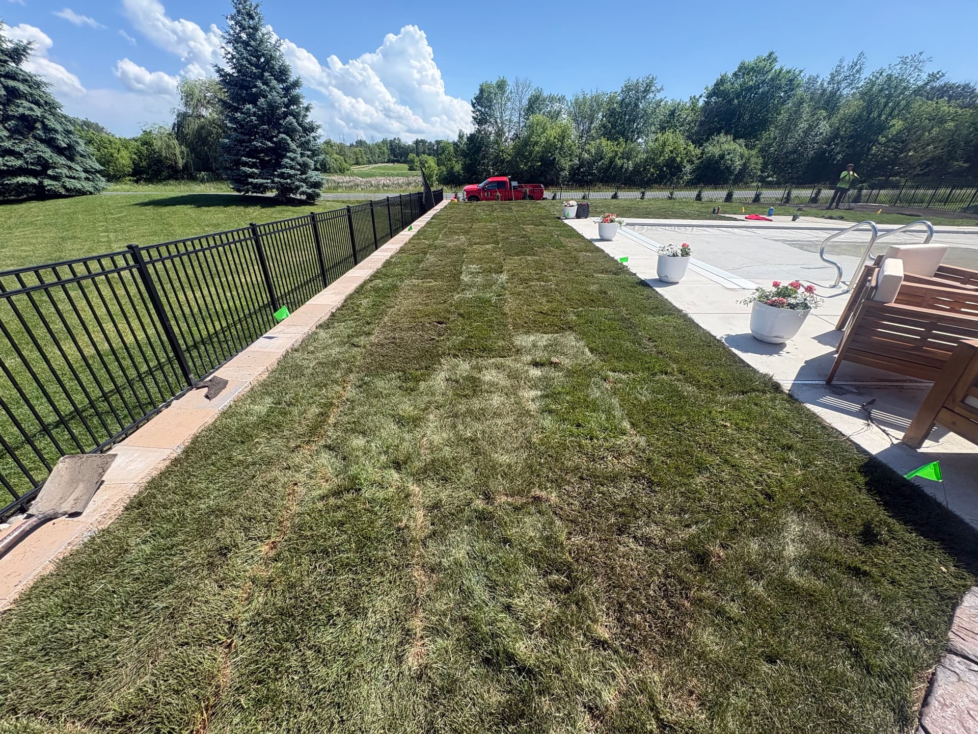 Gallery photos for Backyard Overhaul With Sod, Rock, Retaining Wall and Pool Access Path: Image #2