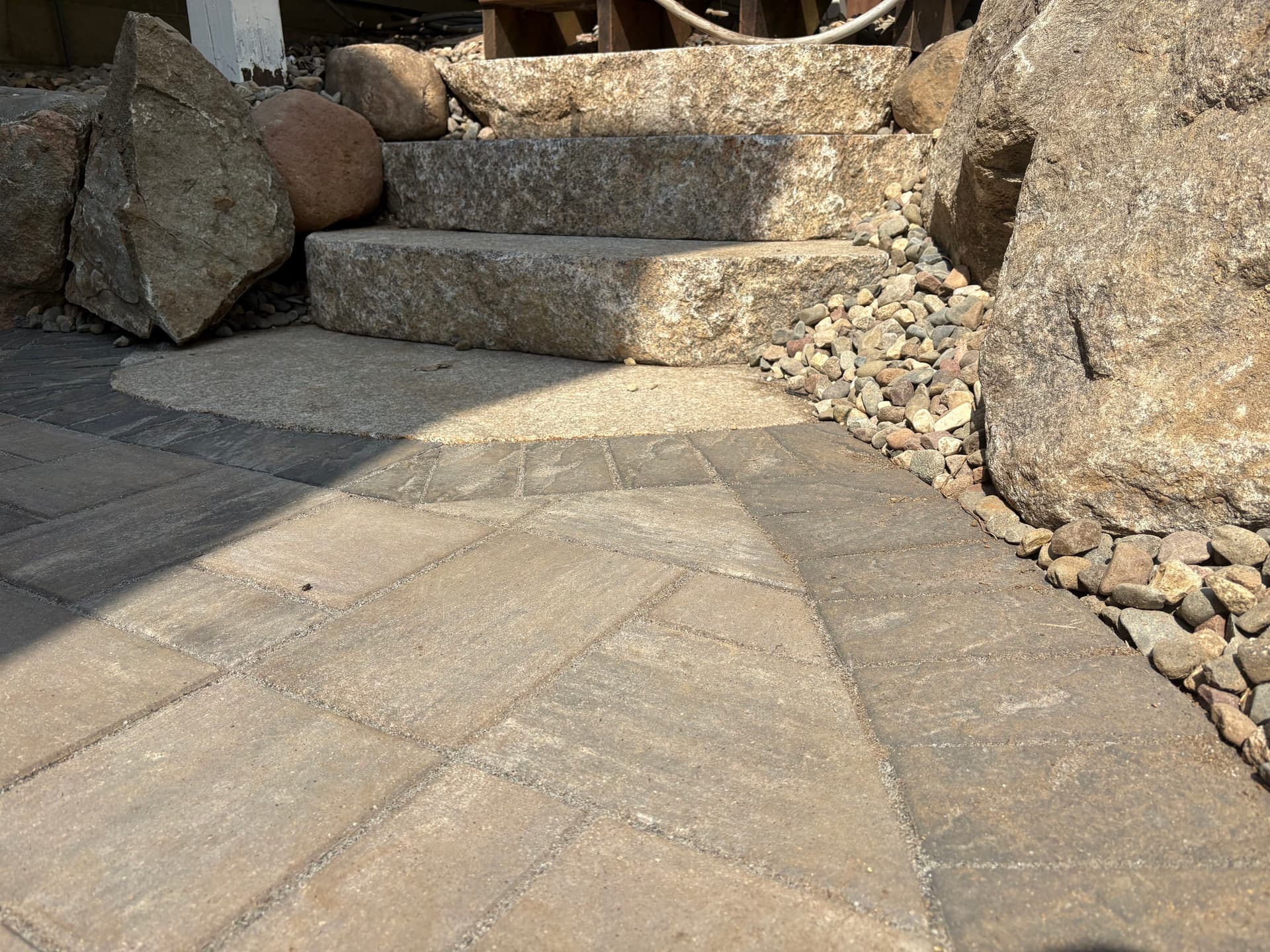 Gallery photos for Paver Patio, Boulder Wall and Natural Stone Steps Built Right: Image #3